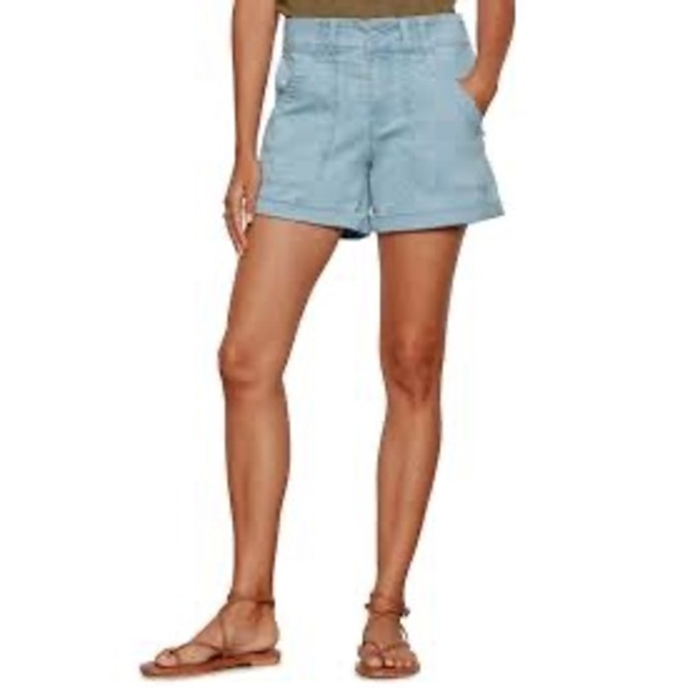 Sanctuary Denim Women Light Wash Cuffed Utility Shorts Size 29 High Rise Pockets
